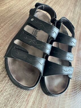 Women’s Cambrian Leather Black Vine 3 Strap Comfort Orthopaedic Sandals 6.5